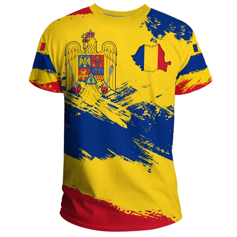 Romania Flag Graphic T Shirt f - огляд і ціна Summer Clothing Wholesale