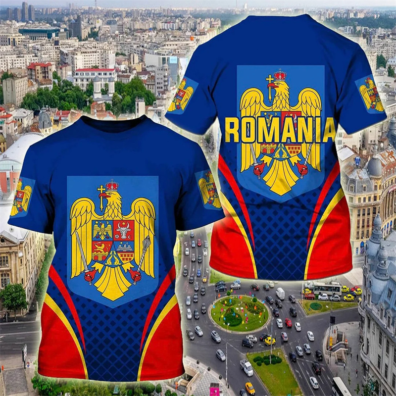 Romania Flag Graphic T Shirt f - огляд і ціна Summer Clothing Wholesale